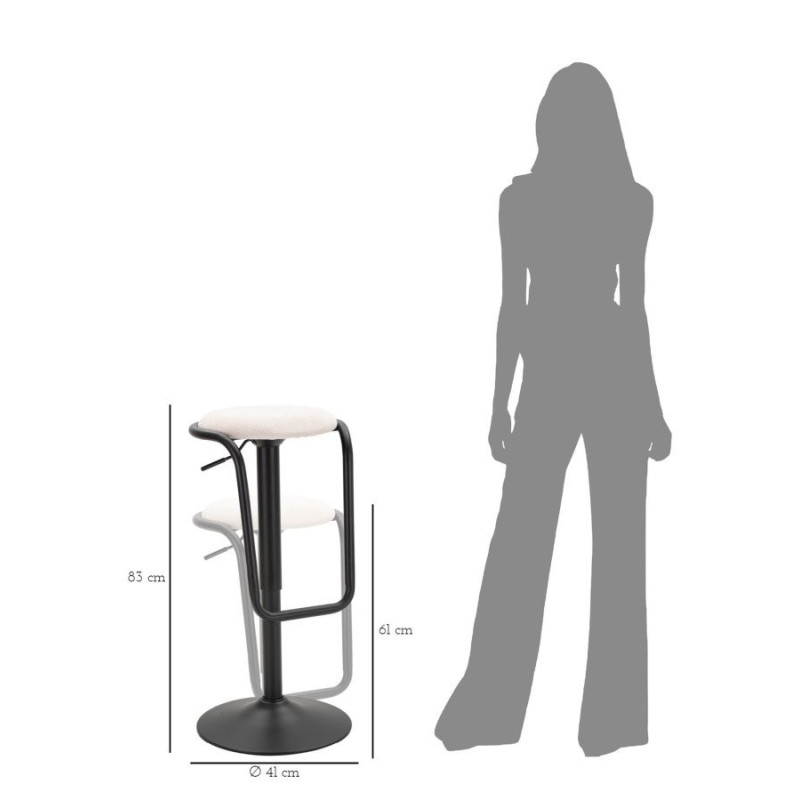 Sgabello Bar Destiny Bianco cm ø 41x61-83