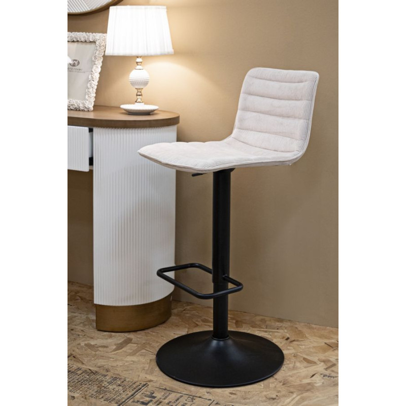 Sgabello Bar High Bianco cm 43x49,5x85,5-107(seduta cm 61-82,5) Set 2pcs