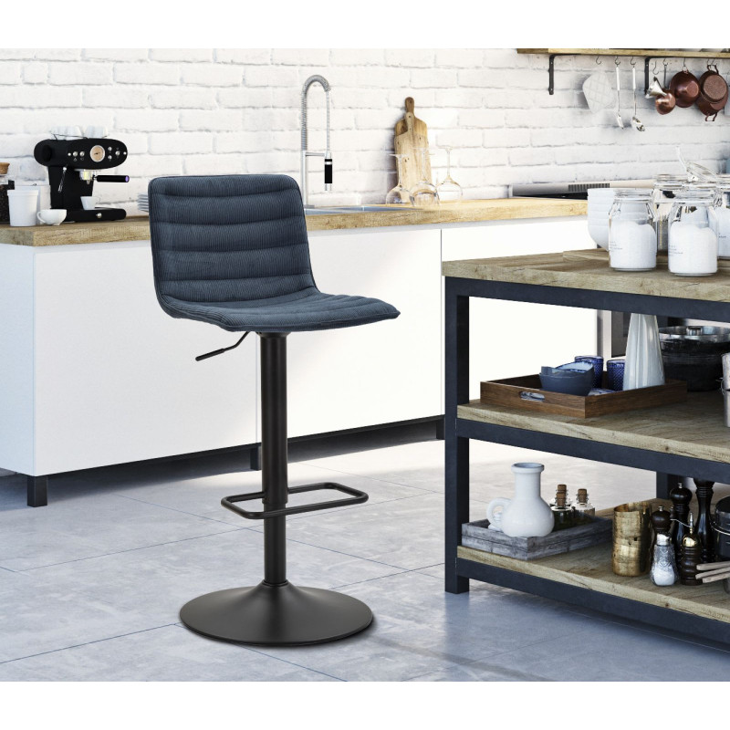 Sgabello Bar High Navy cm 43x49,5x85,5-107(seduta cm 61-82,5) Set 2pcs