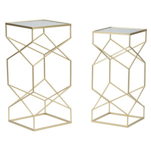 Tavolinetti Glassy Coppia cm 31,5x31,5x68-28x28x64