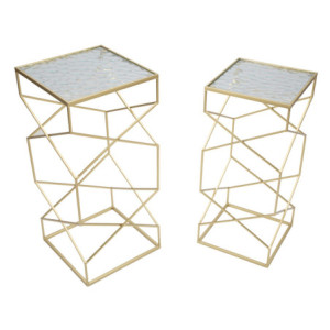 Zoom Tavolinetti Glassy Coppia cm 31,5x31,5x68-28x28x64