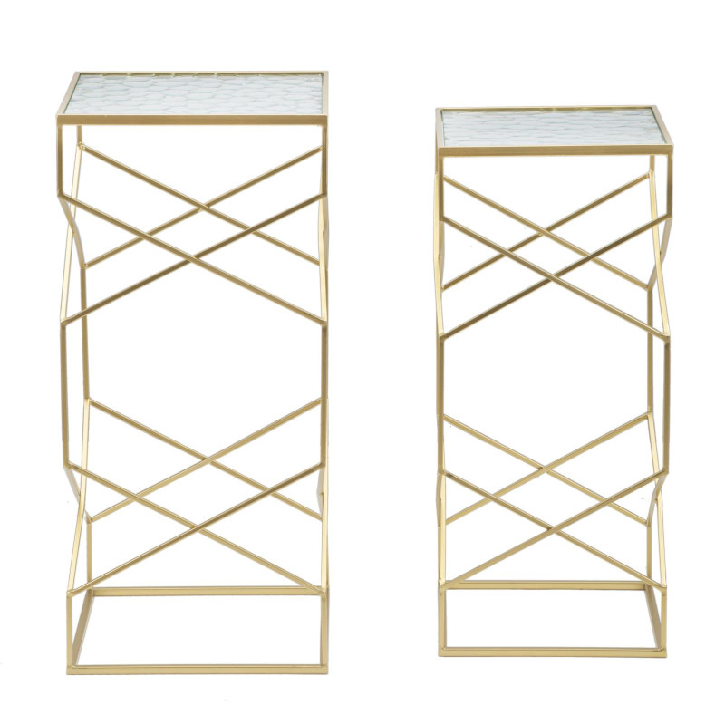 Tavolinetti Glassy Coppia cm 31,5x31,5x68-28x28x64