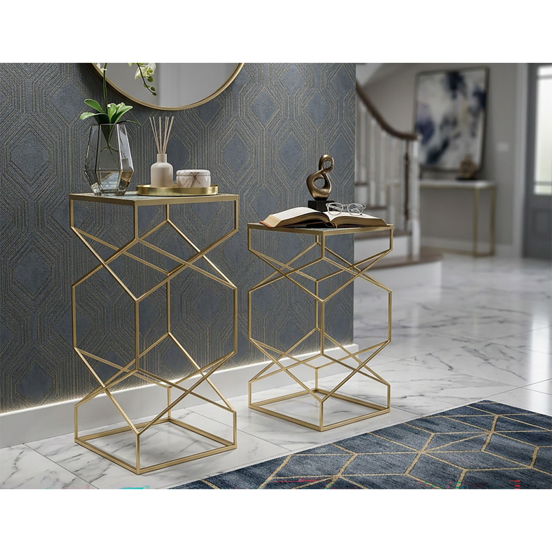 Tavolinetti Glassy Coppia cm 31,5x31,5x68-28x28x64