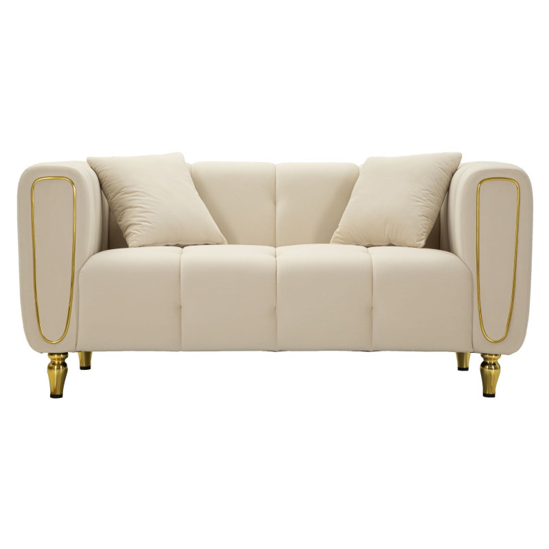 Divano Alma Crema Con Cuscini cm 155x81x71