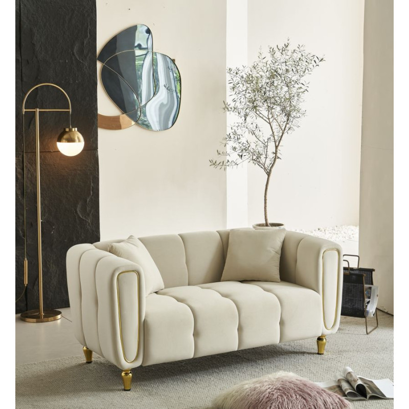 Divano Alma Crema Con Cuscini cm 155x81x71