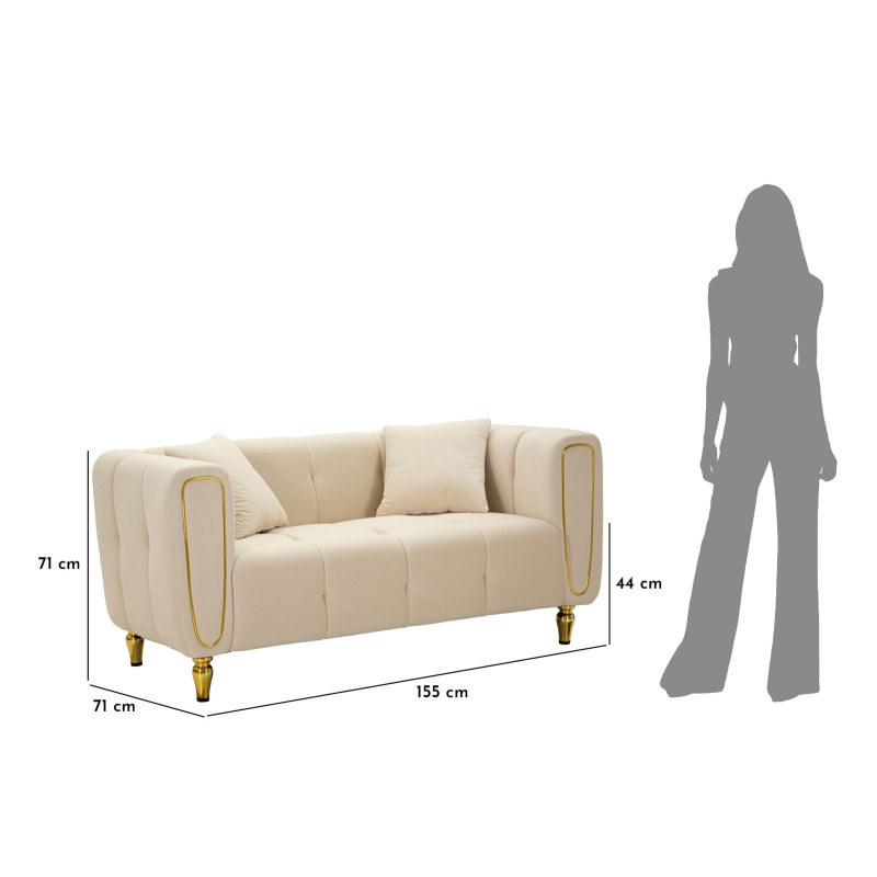 Divano Alma Crema Con Cuscini cm 155x81x71