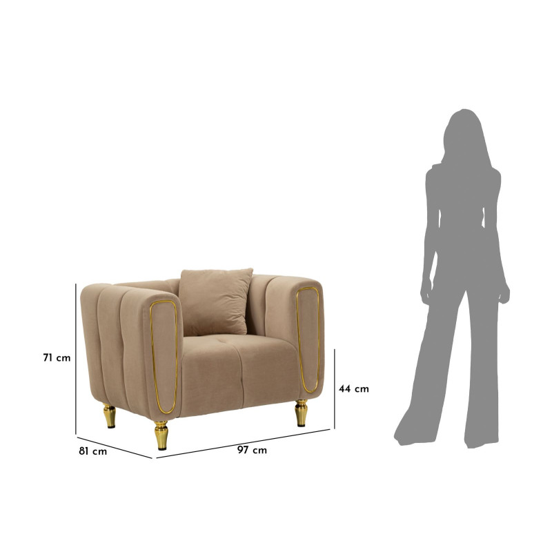 Poltrona Alma Grigio Con Cuscino cm 97x81x71
