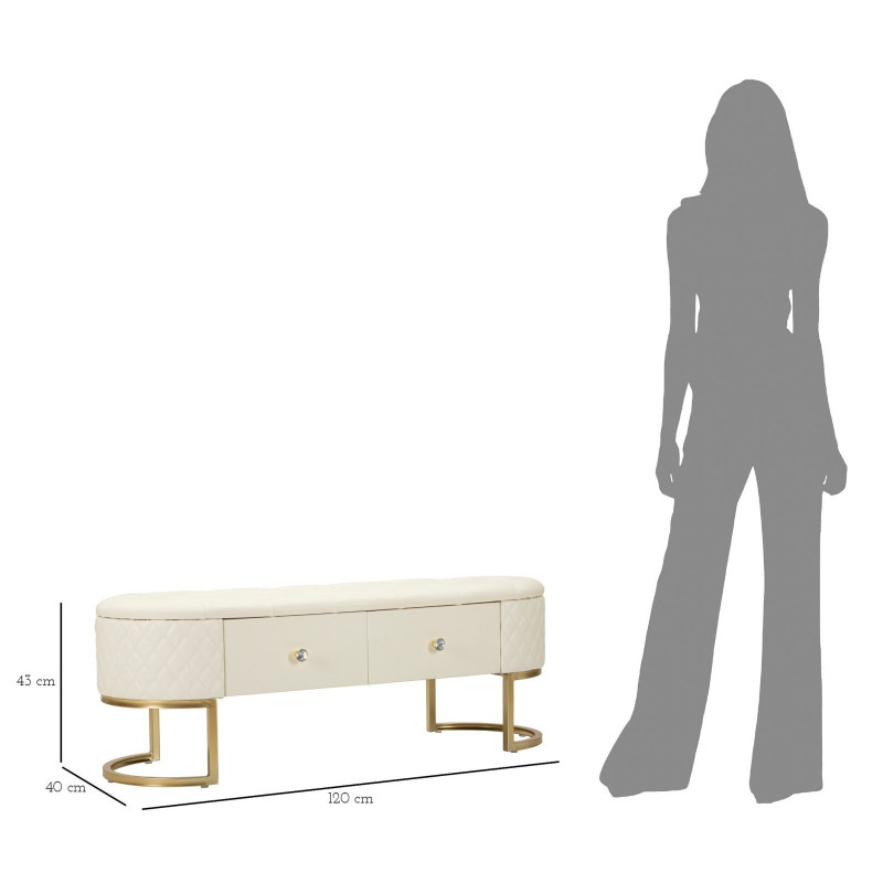 Panca Con Cassetti Sharon cm 120x40x43