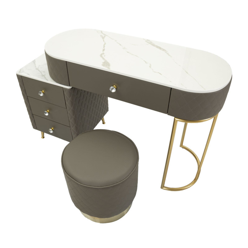 Toeletta Sharon Grigia Con Puff cm 120x40x75 (misura Puff ø36x39)