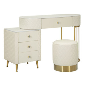 Toeletta Sharon Panna Con Puff cm 120x40x75 (misura Puff ø36x39)