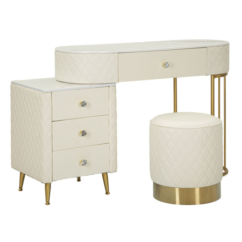 Toeletta Sharon Panna Con Puff cm 120x40x75 (misura Puff ø36x39)
