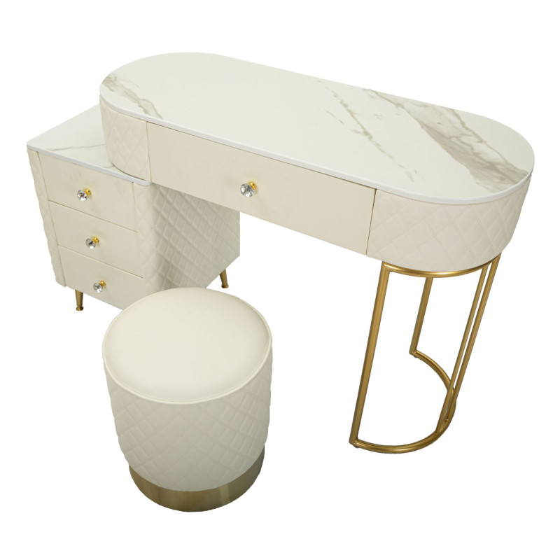 Toeletta Sharon Panna Con Puff cm 120x40x75 (misura Puff ø36x39)