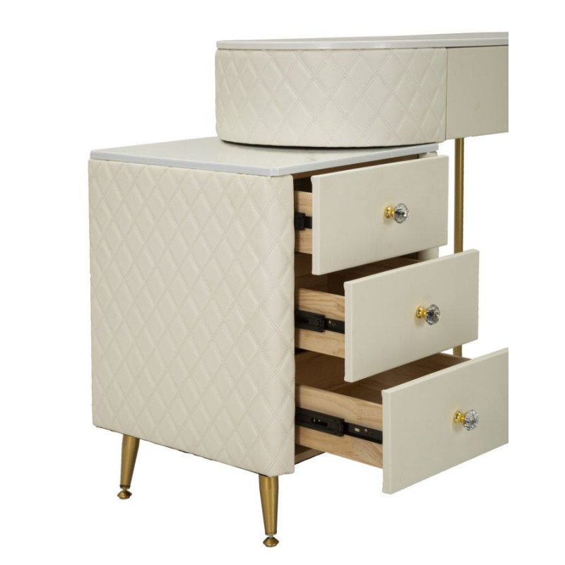 Toeletta Sharon Panna Con Puff cm 120x40x75 (misura Puff ø36x39)