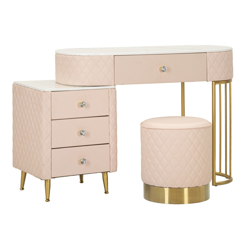 Toeletta Sharon Rosa Con Puff cm 120x40x75 (misura Puff ø36x39)