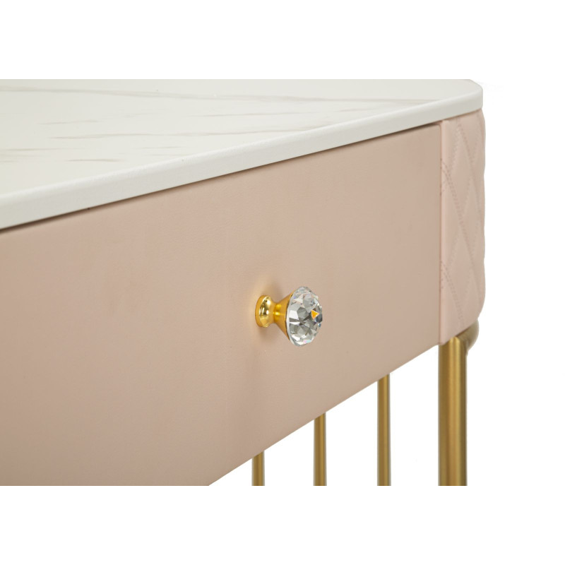 Toeletta Sharon Rosa Con Puff cm 120x40x75 (misura Puff ø36x39)
