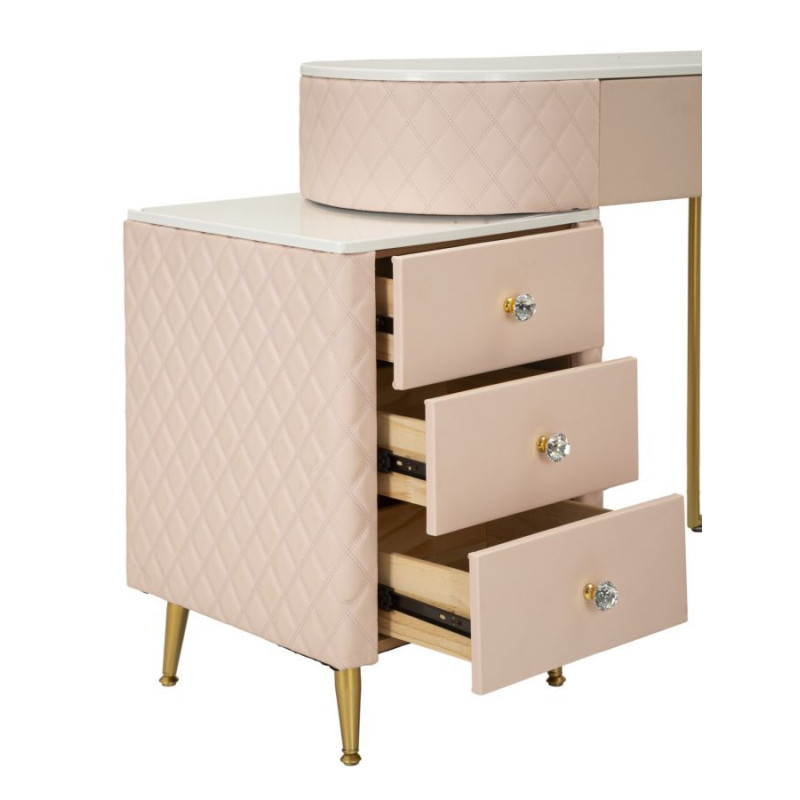 Toeletta Sharon Rosa Con Puff cm 120x40x75 (misura Puff ø36x39)