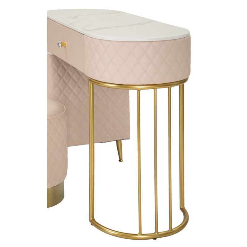 Toeletta Sharon Rosa Con Puff cm 120x40x75 (misura Puff ø36x39)