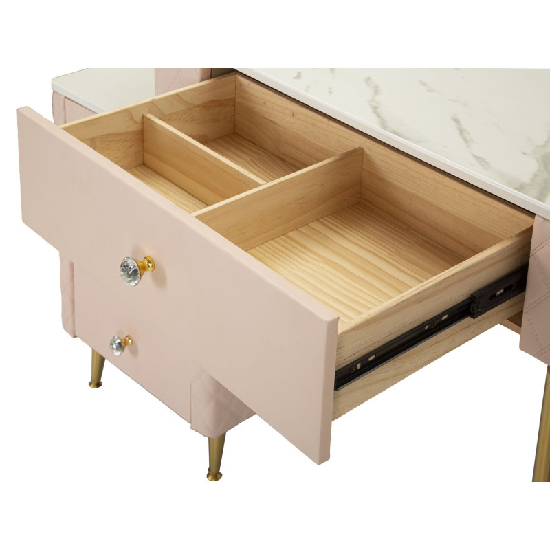 Toeletta Sharon Rosa Con Puff cm 120x40x75 (misura Puff ø36x39)