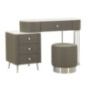 Toeletta Sharon Grigia Con Puff Gambe Argento cm 120x40x75 (misura Puff ø36x39)