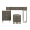 Toeletta Sharon Grigia Con Puff Gambe Argento cm 120x40x75 (misura Puff ø36x39)