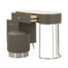 Toeletta Sharon Grigia Con Puff Gambe Argento cm 120x40x75 (misura Puff ø36x39)