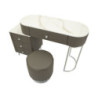 Toeletta Sharon Grigia Con Puff Gambe Argento cm 120x40x75 (misura Puff ø36x39)
