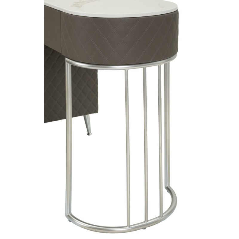 Toeletta Sharon Grigia Con Puff Gambe Argento cm 120x40x75 (misura Puff ø36x39)