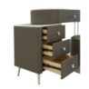 Toeletta Sharon Grigia Con Puff Gambe Argento cm 120x40x75 (misura Puff ø36x39)