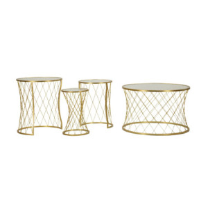 Tavolinetti Noah Gold Set 4 Pz cm ø 70x45-47x54,5-36x50-28x45