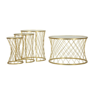 Zoom Tavolinetti Noah Gold Set 4 Pz cm ø 70x45-47x54,5-36x50-28x45