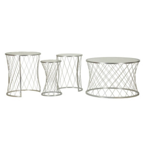 Tavolinetti Noah Silver Set 4 Pz cm ø 70x45-47x54,5-36x50-28x45