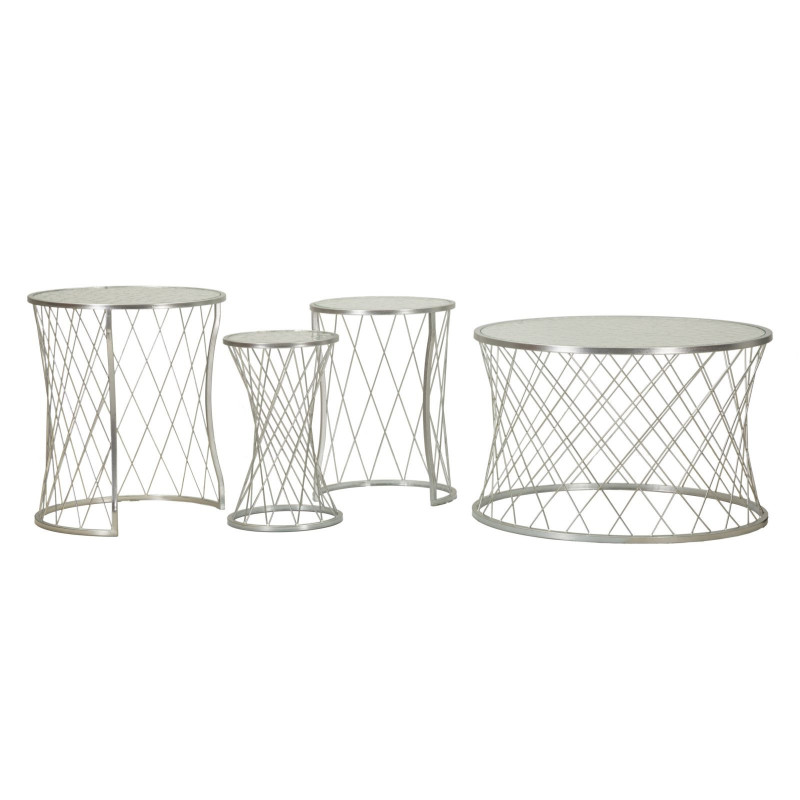 Tavolinetti Noah Silver Set 4 Pz cm ø 70x45-47x54,5-36x50-28x45