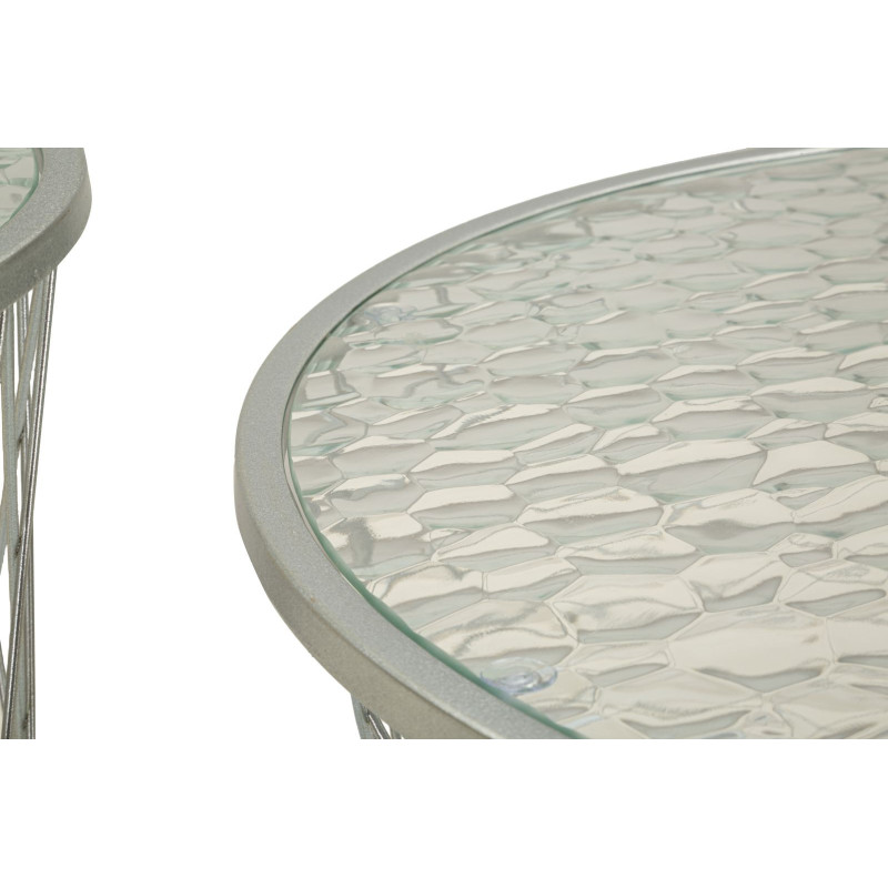Tavolinetti Noah Silver Set 4 Pz cm ø 70x45-47x54,5-36x50-28x45