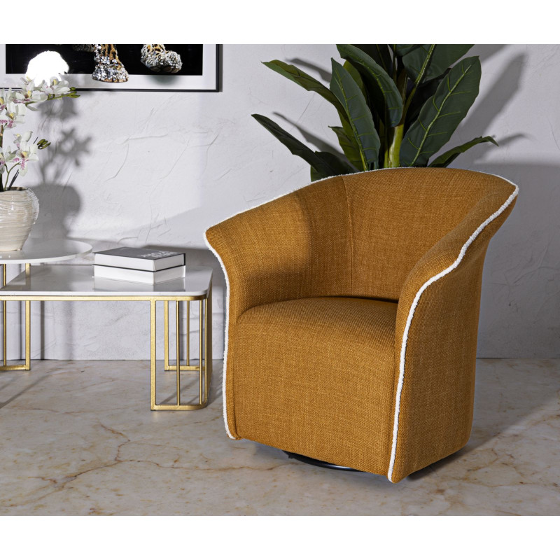 Poltrona Girevole Siena Senape cm 83,5x66x80 (seduta Altezza cm 42)