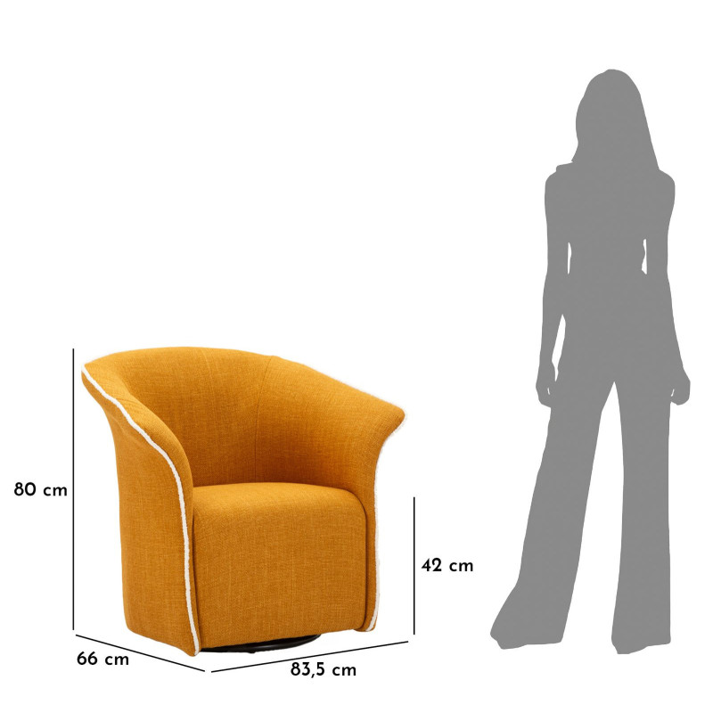 Poltrona Girevole Siena Senape cm 83,5x66x80 (seduta Altezza cm 42)