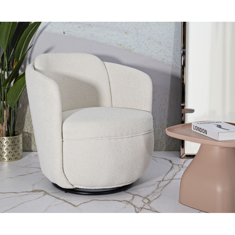 Poltrona Girevole Torino Crema cm 70x72x75 (altezza Seduta cm 44,5)