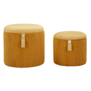 Puff Con Contenitore Bolzano Senape Set 2 Pz cm ø 38x38-32x28
