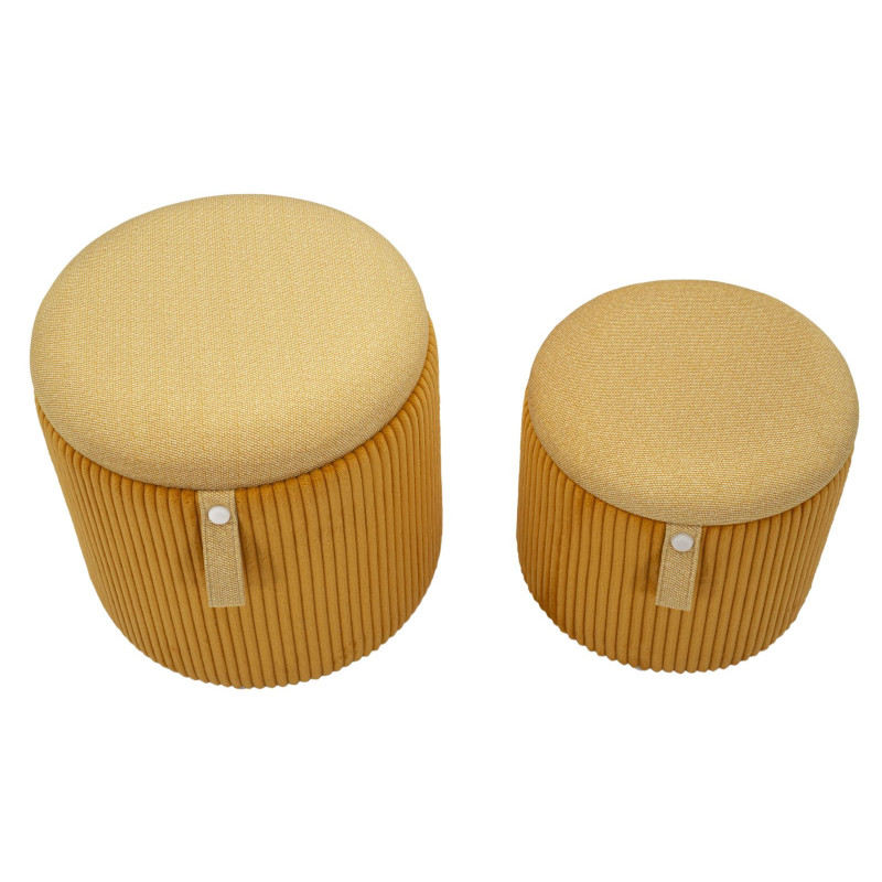 Puff Con Contenitore Bolzano Senape Set 2 Pz cm ø 38x38-32x28