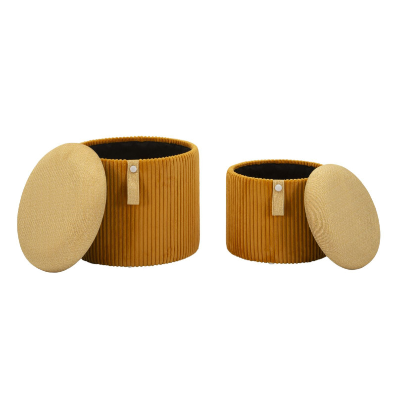 Puff Con Contenitore Bolzano Senape Set 2 Pz cm ø 38x38-32x28