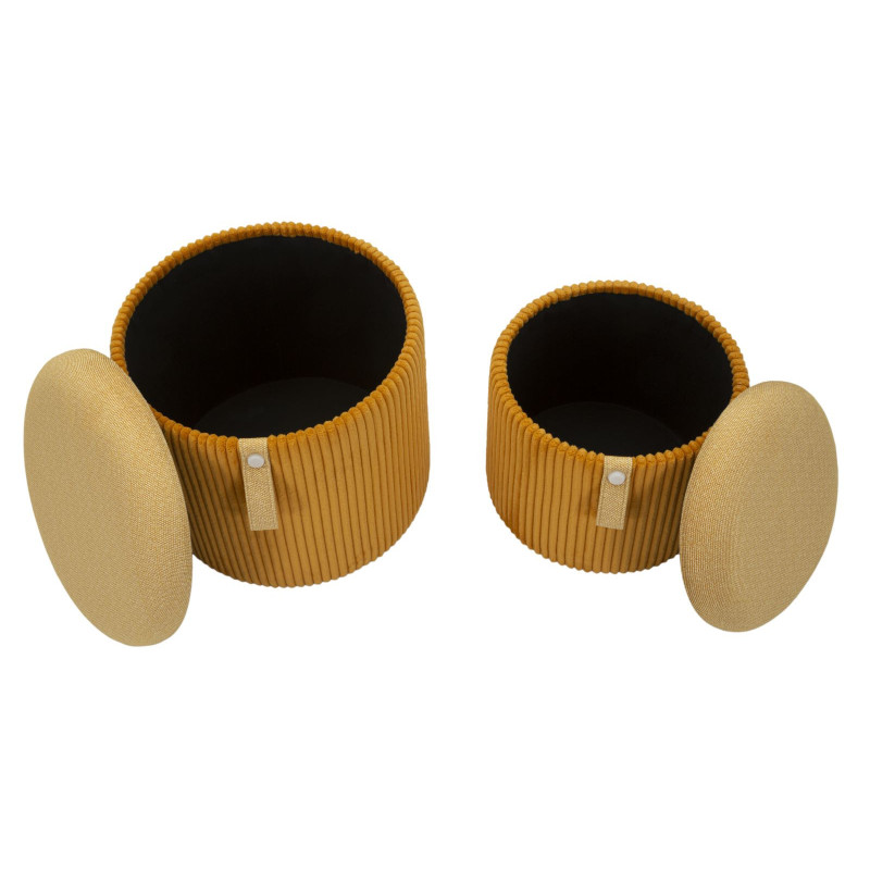 Puff Con Contenitore Bolzano Senape Set 2 Pz cm ø 38x38-32x28