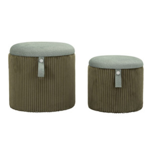 Puff Con Contenitore Bolzano Verde Set 2 Pz cm ø 38x38-32x28