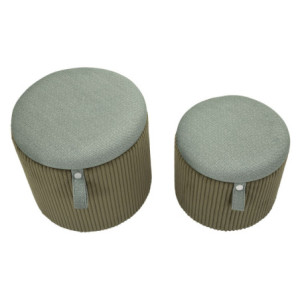 Zoom Puff Con Contenitore Bolzano Verde Set 2 Pz cm ø 38x38-32x28