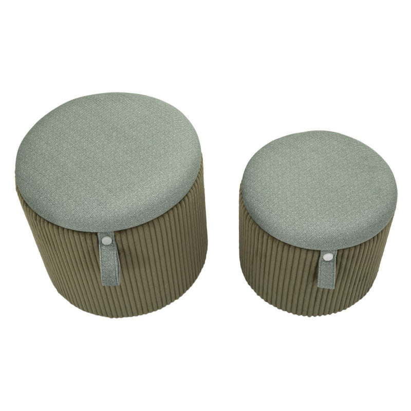 Puff Con Contenitore Bolzano Verde Set 2 Pz cm ø 38x38-32x28