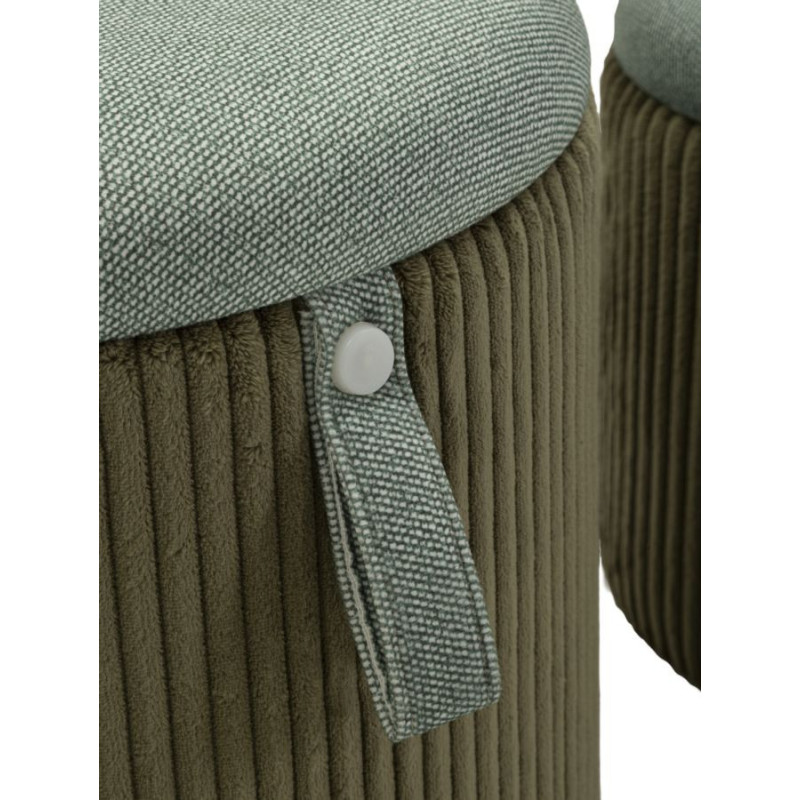 Puff Con Contenitore Bolzano Verde Set 2 Pz cm ø 38x38-32x28