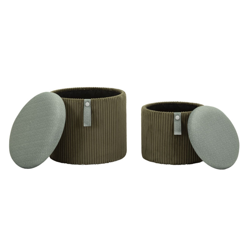 Puff Con Contenitore Bolzano Verde Set 2 Pz cm ø 38x38-32x28