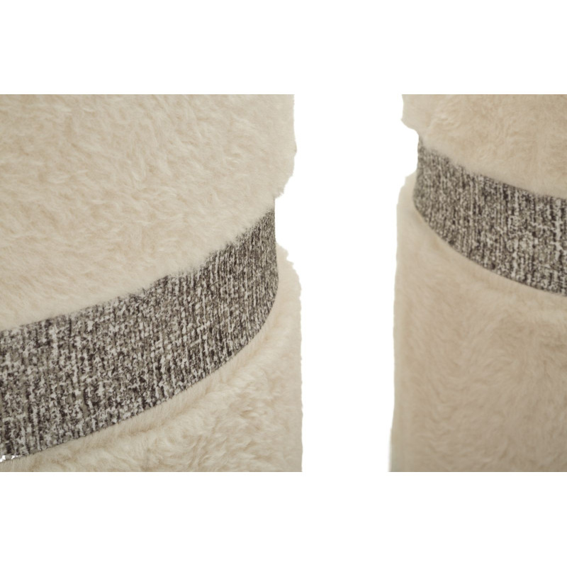 Puff Con Contenitore Saint-moritz Crema Set 2 Pz cm ø 40x47-32x38