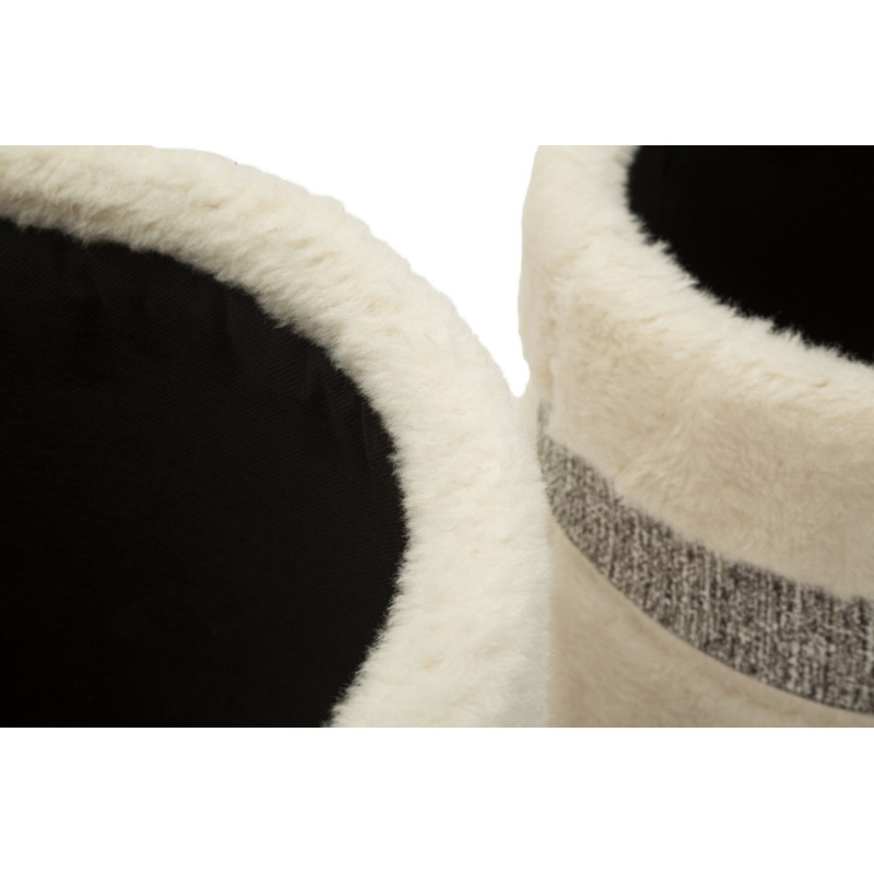 Puff Con Contenitore Saint-moritz Crema Set 2 Pz cm ø 40x47-32x38