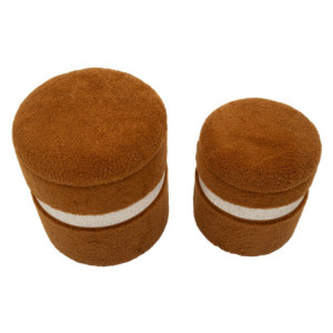 Zoom Puff Con Contenitore Saint-moritz Marrone Set 2 Pz cm ø 40x47-32x38