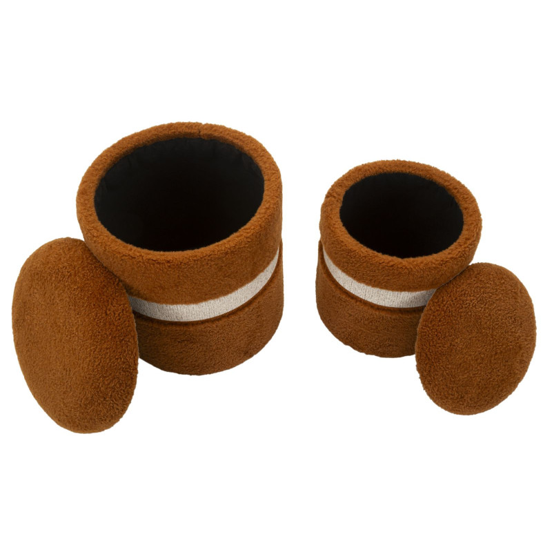 Puff Con Contenitore Saint-moritz Marrone Set 2 Pz cm ø 40x47-32x38