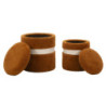 Puff Con Contenitore Saint-moritz Marrone Set 2 Pz cm ø 40x47-32x38